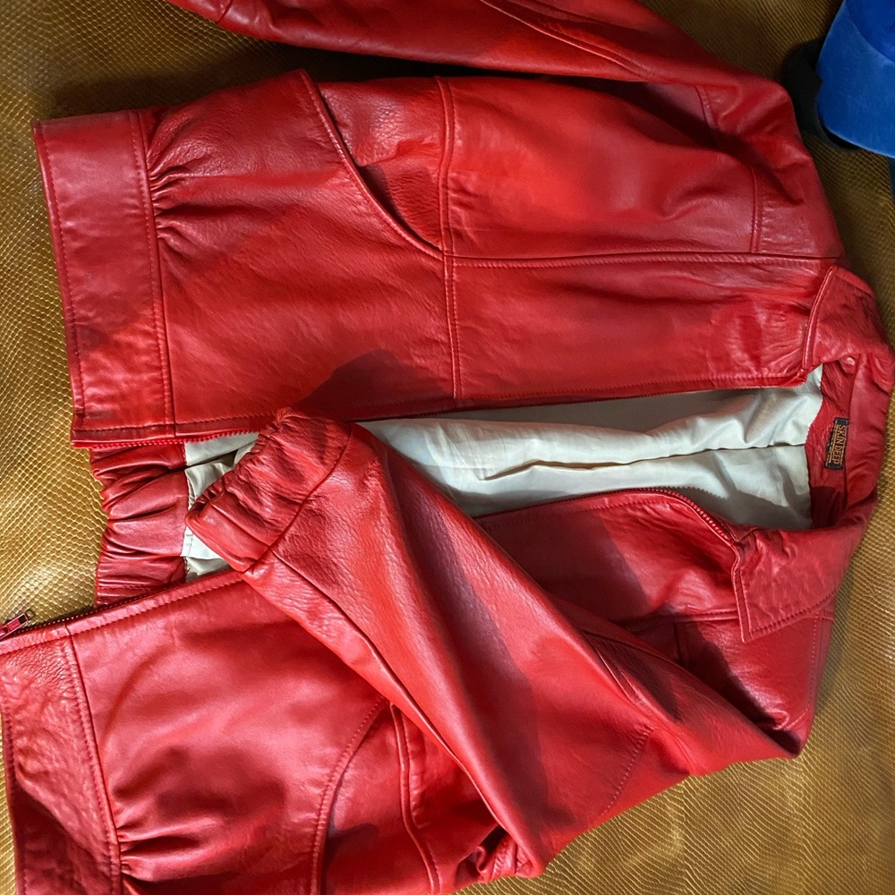 Women’s red authentic leather jacket